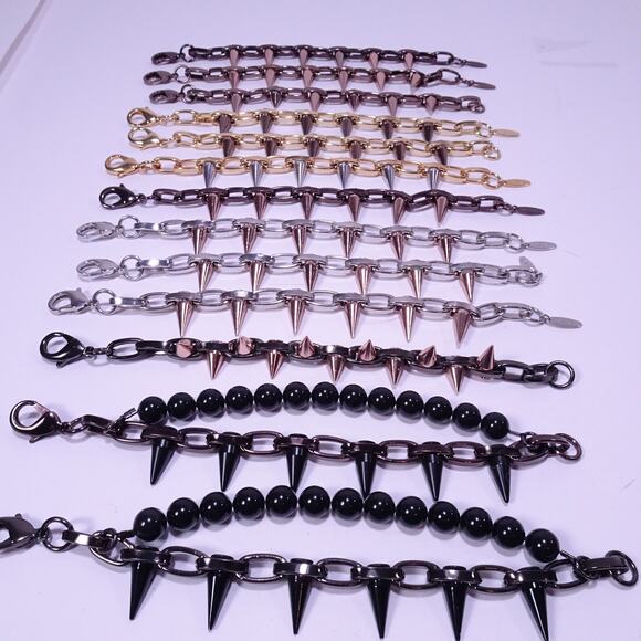 Joomi Lim Women's Silver Rose Gold Single Row Spike Bracelet Silver NWOT 159 - Picture 13 of 13